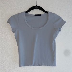 brandy melville blue ruffle scoop neck tee